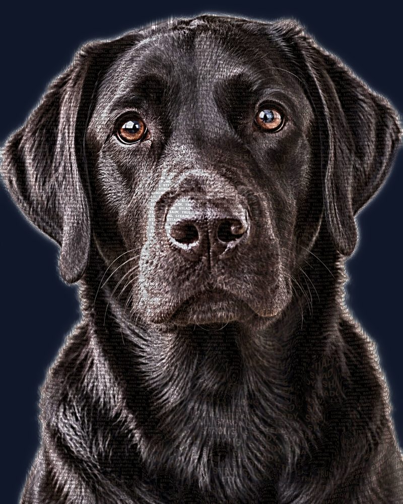 Black Labrador word art portrait